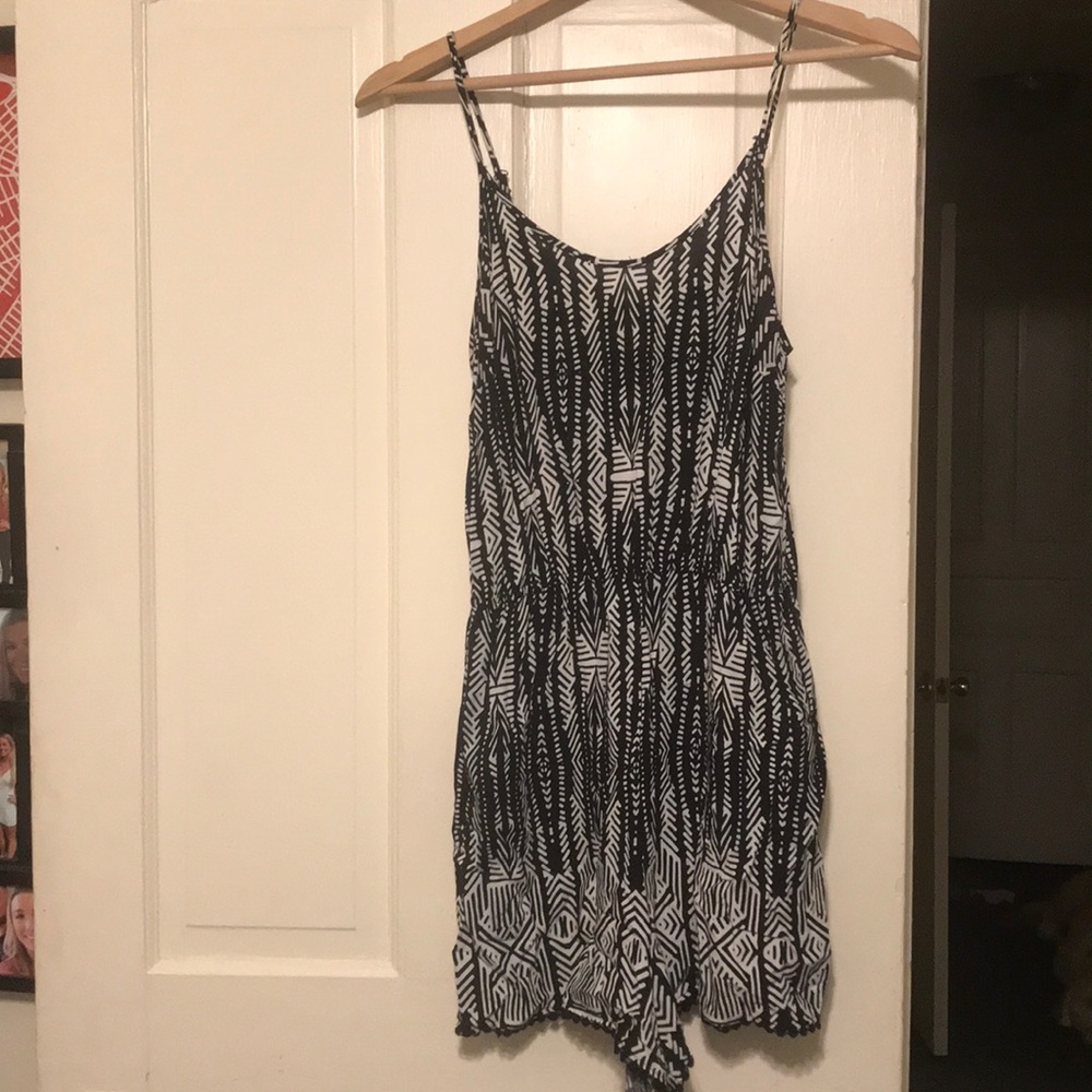 Black and White patterned romper